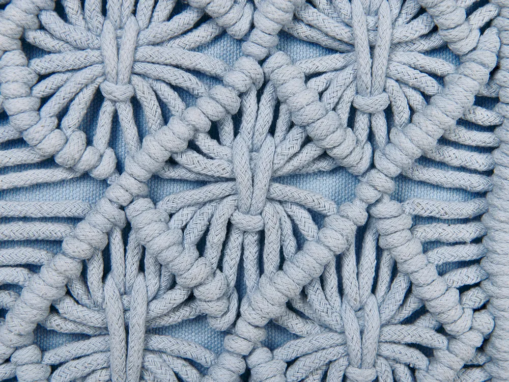 Set of 2 Decorative Cushions GOREME 45 x 45 cm Boucle Blue Geometric Pattern_800987