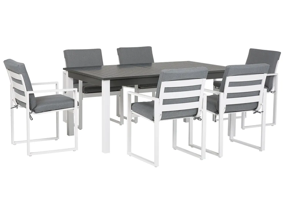 Garden Dining Set 6 Seater PANCOLE with Cushions Metal Grey