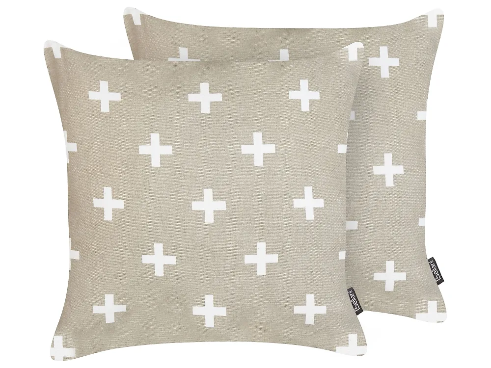 Koristetyynysetti 2 kpl VELLEIA 45 x 45 cm Puuvilla Ruskeanharmaa Geometrinen kuvio_1183944