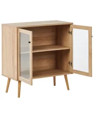 Glass Display Sideboard ALBANY 80 cm Light Brown_963430