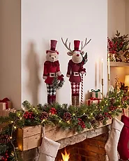 Set of 2 Figurines MATALA 61/64 cm Bear Reindeer Red_1156695