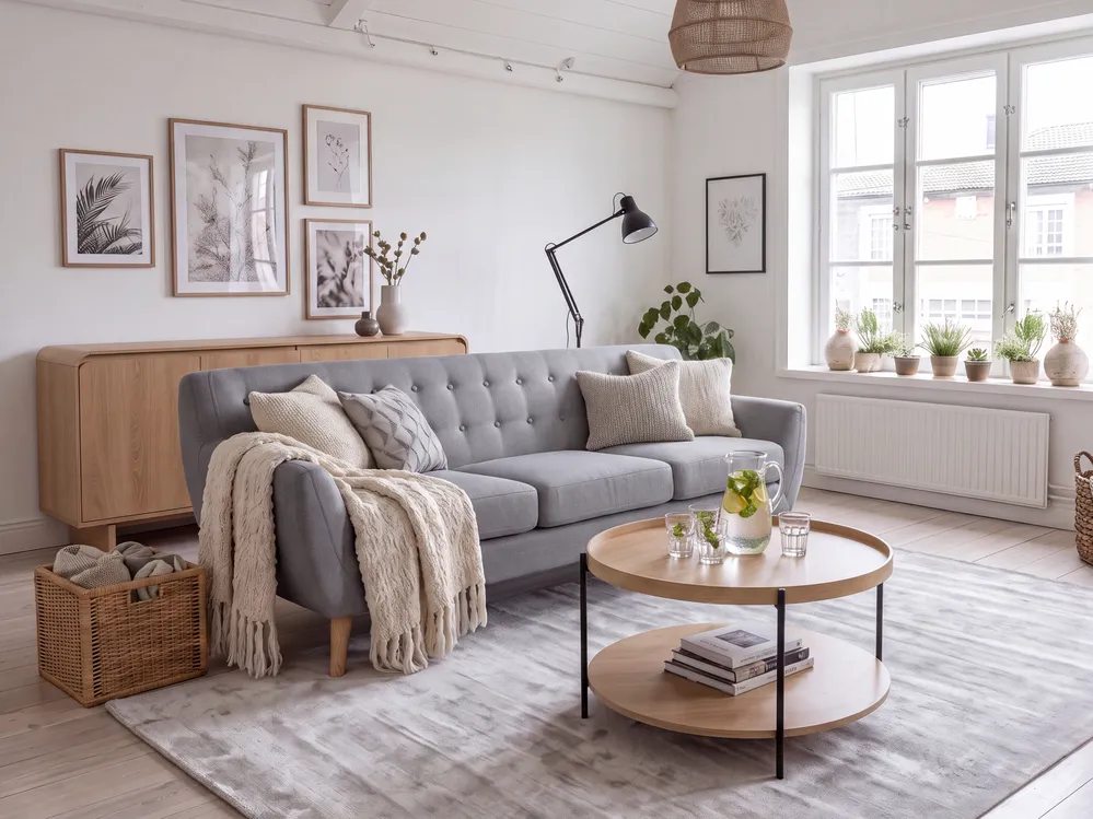 Sofa 3 Seater MOTALA Fabric Light Grey