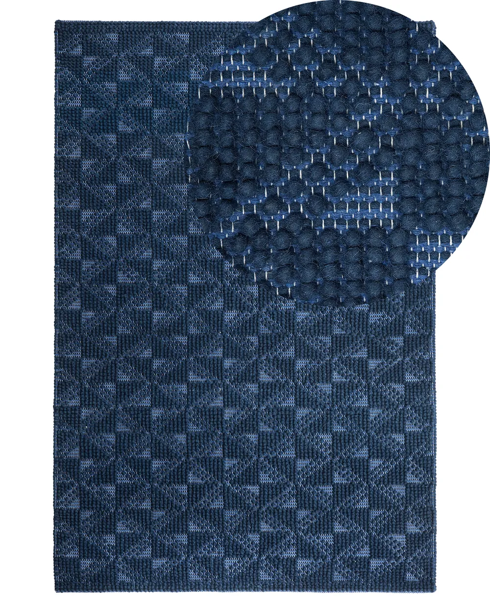 Rug SAVRAN Navy Blue 140 x 200 cm Wool