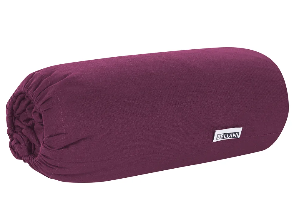Fitted Sheet JANBU 180 x 200 cm Cotton Burgundy_845824