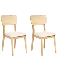 Set of 2 Dining Chairs MINIER Wood Light Brown/ Beige_1013694