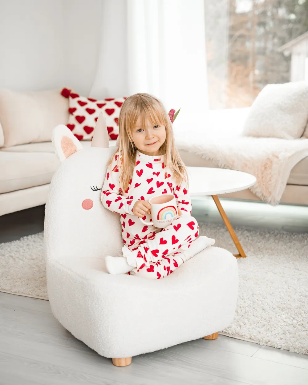 Kids Armchair Unicorn LULEA Boucle Off-White_969688