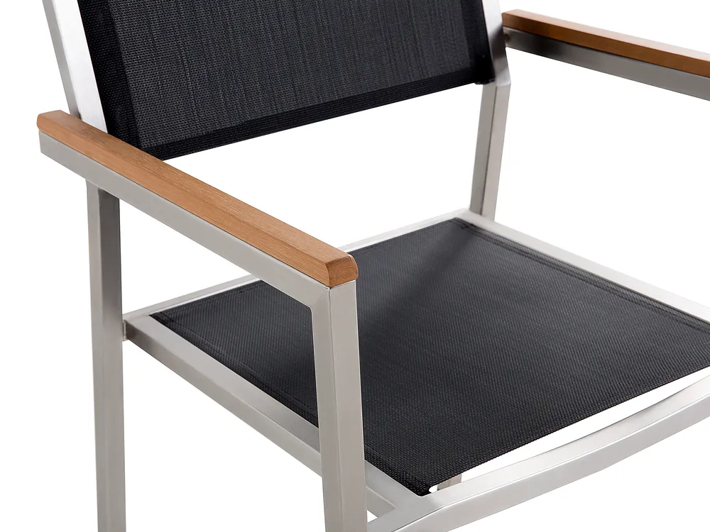 Trädgårdsmatgrupp 6-sits GROSSETO Härdat glas Svart_677300