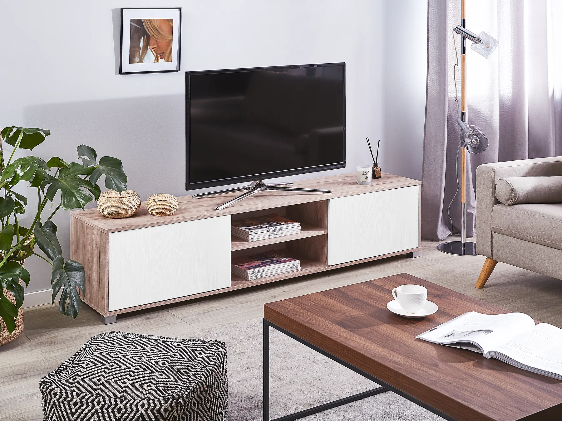 TV-bänk LINCOLN Brun/ Vit_757007
