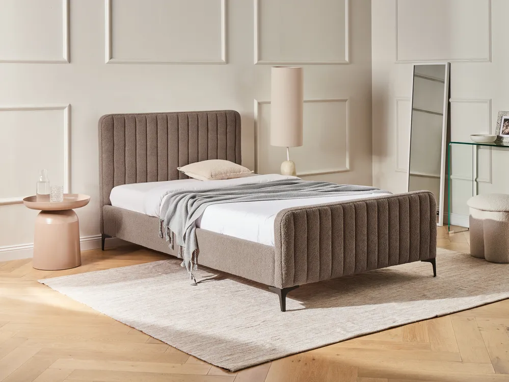 Bed Boucle LUNAN 120 x 200 cm (EU Small Double) Taupe