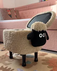 Storage Animal Stool SHEEP Sheep Fabric Light Beige_1050824