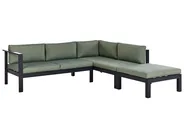 Garden Corner Sofa with Table 5 Seater MESSINA Metal Green Left Hand_929482