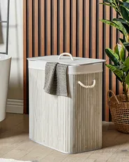 Laundry Basket KANDY Bamboo Light Grey 100 L_849123