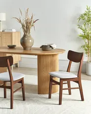 Set of 2 Dining Chairs ANOKA Wood Brown/ Grey_945278