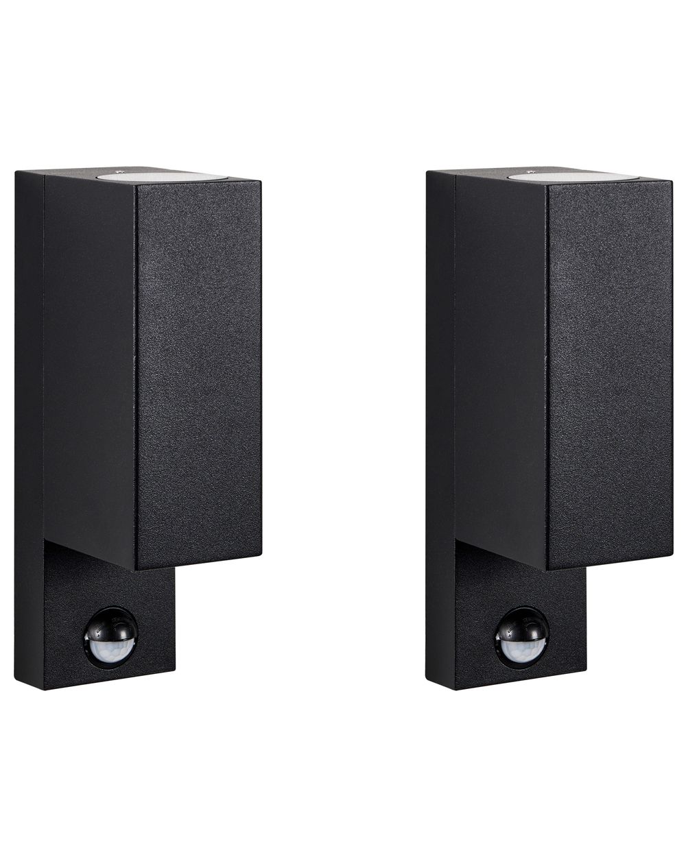 Set of 2 Outdoor Wall Lights LYNE with Motion Sensor Black