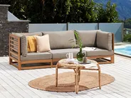 Garden Sofa 3 Seater TRANI Modular Certified Acacia Wood Light Brown_895479