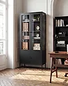 Glass Display Cabinet OXTED 80 cm Metal Black