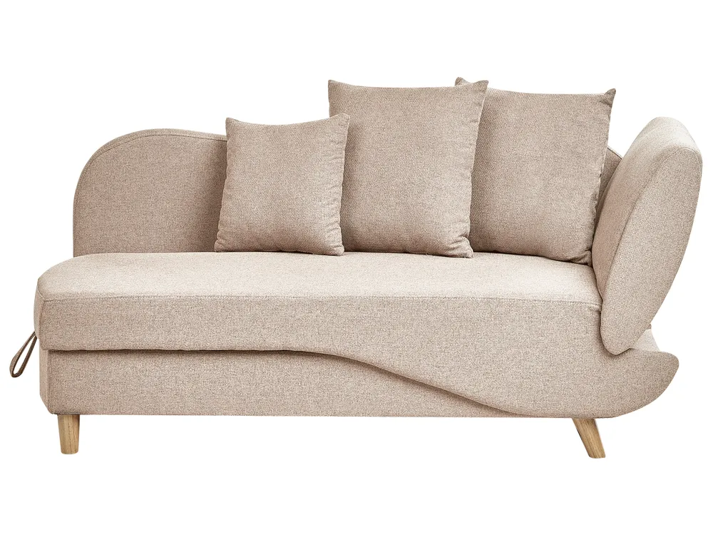 Right-Hand Chaise Longue MERI with Storage Faux Linen Light Brown