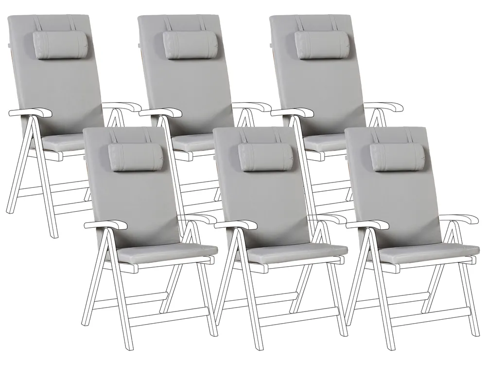 Set of 6 Back/Seat Cushions JAVA/AMANTEA PREMIUM 50 x 71 cm Light Grey
