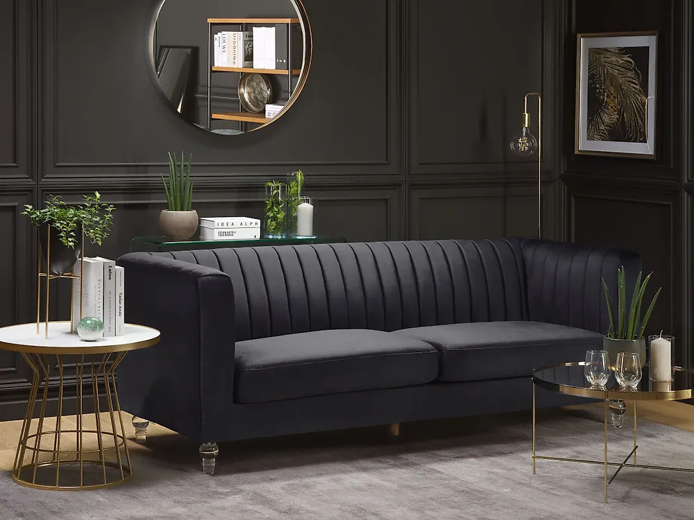 Soffa 3-sits ARVIKA Sammet Svart_1182784