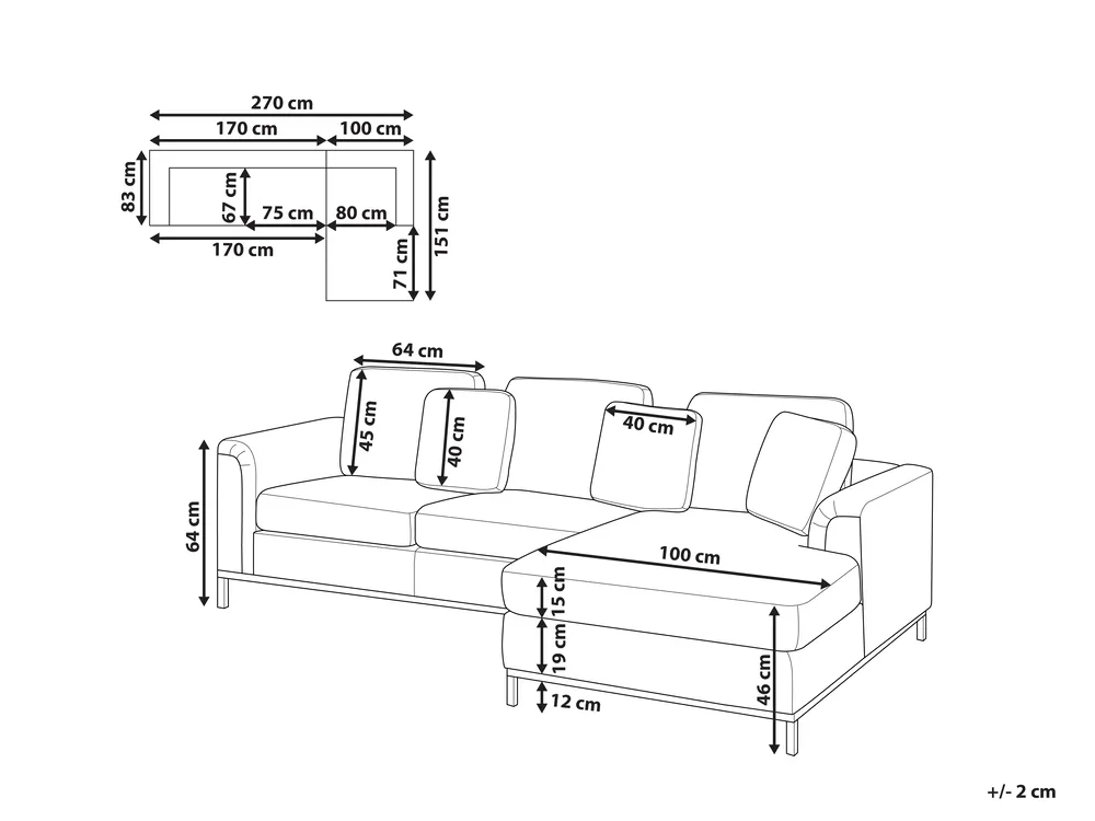 Corner Sofa 4 Seater OSLO Velvet Grey Left Hand_810994