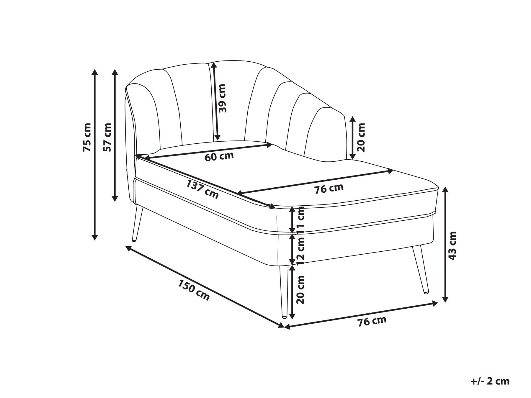 Right-Hand Chaise Longue ALLIER Boucle Light Beige_879220