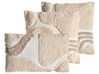 Set of 3 Decorative Cushions ALSTONIA 30 x 50 cm 45 x 45 cm Cotton Beige Abstract Pattern