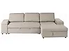 Corner Sofa Bed HRISEY Faux Linen Beige Left Hand
