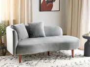 Left-Hand Chaise Longue CHAUMONT Velvet Light Grey_880874