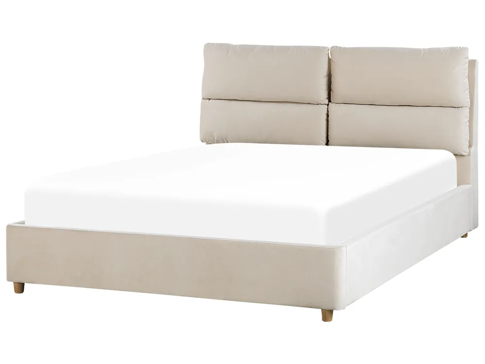 Sänky säilytystilalla BATILLY Sametti Vaaleanbeige 140 x 200 cm_830080