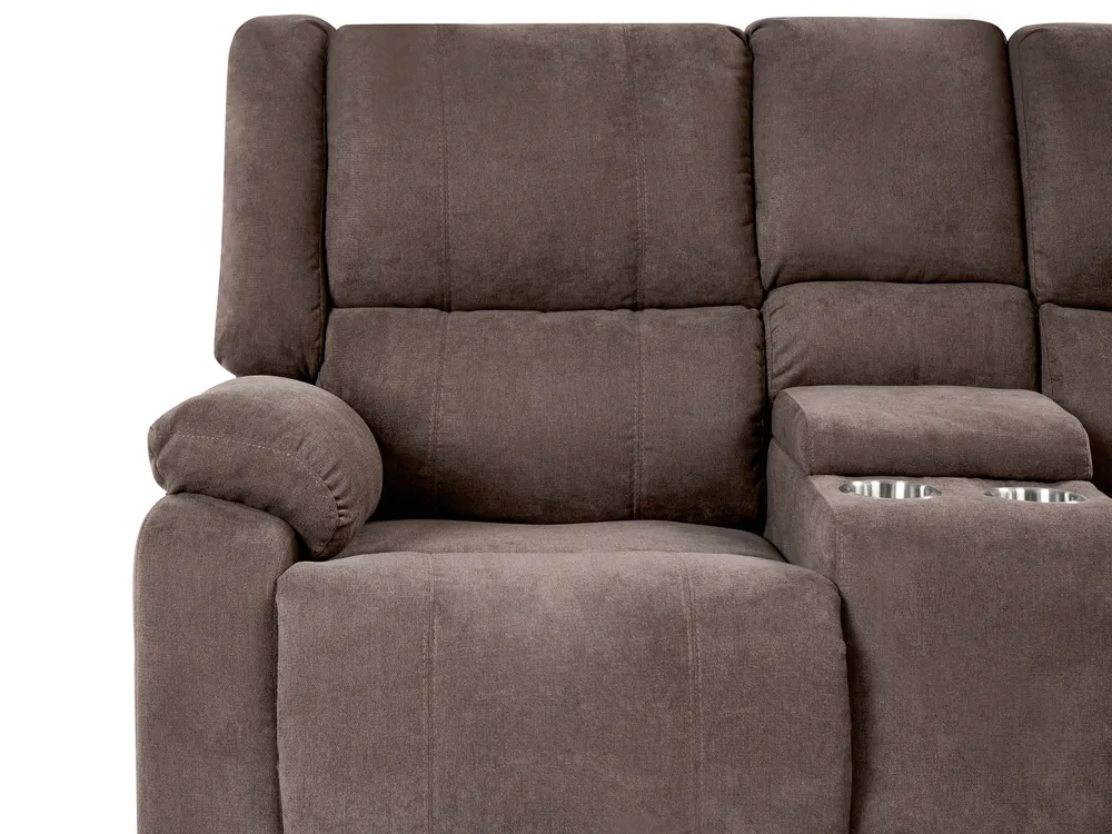 Manual Recliner Corner Sofa 5 Seater ROKKE Fabric Taupe Left Hand_851453