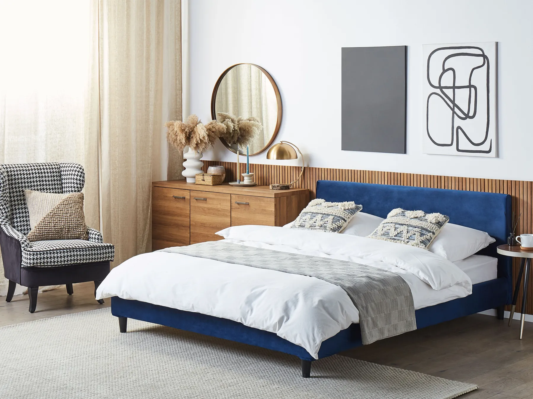 Bed Frame Cover Velvet FITOU 160 x 200 cm Dark Blue_748703