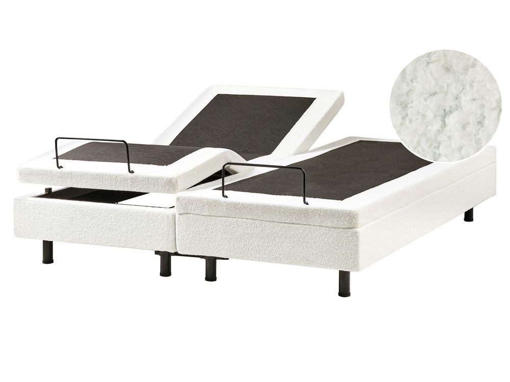 Ställbar säng utan huvudgavel Bouclé DUKE 160 x 200 cm Off-White