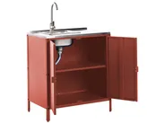 3 Piece Outdoor Kitchen Set with Sink VILAMA Red Metal_1052355