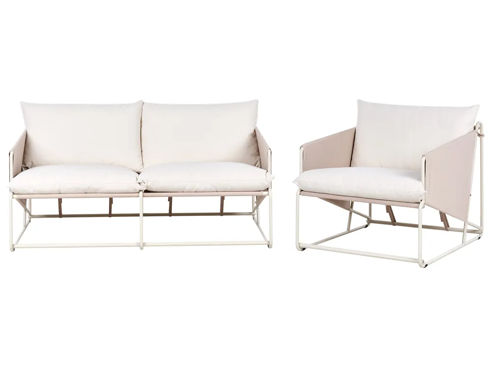 Garden Sofa Set 3 Seater PONTE Metal Light Beige