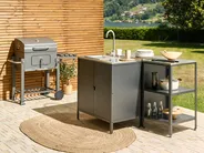Outdoor Kitchen Cabinet with Sink VILAMA Black Metal_872451
