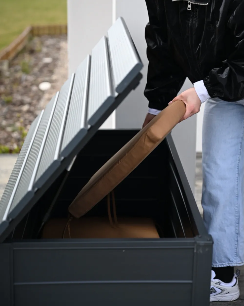 Storage Box CAMPALTO 123 cm 60 cm Metal Dark Grey_1072105