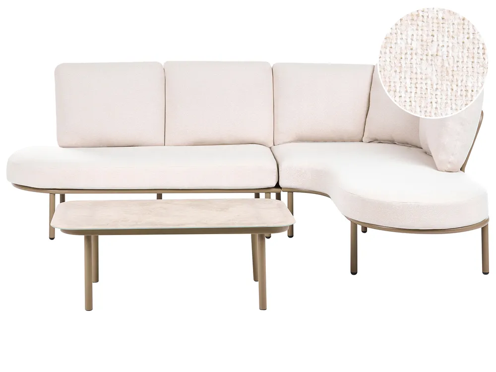 Garden Sofa with Table 4 Seater POLLINA Metal Brown