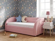 Utdragbar säng Bouclé ALBIAC 90 x 200 cm Pastellrosa_1069064