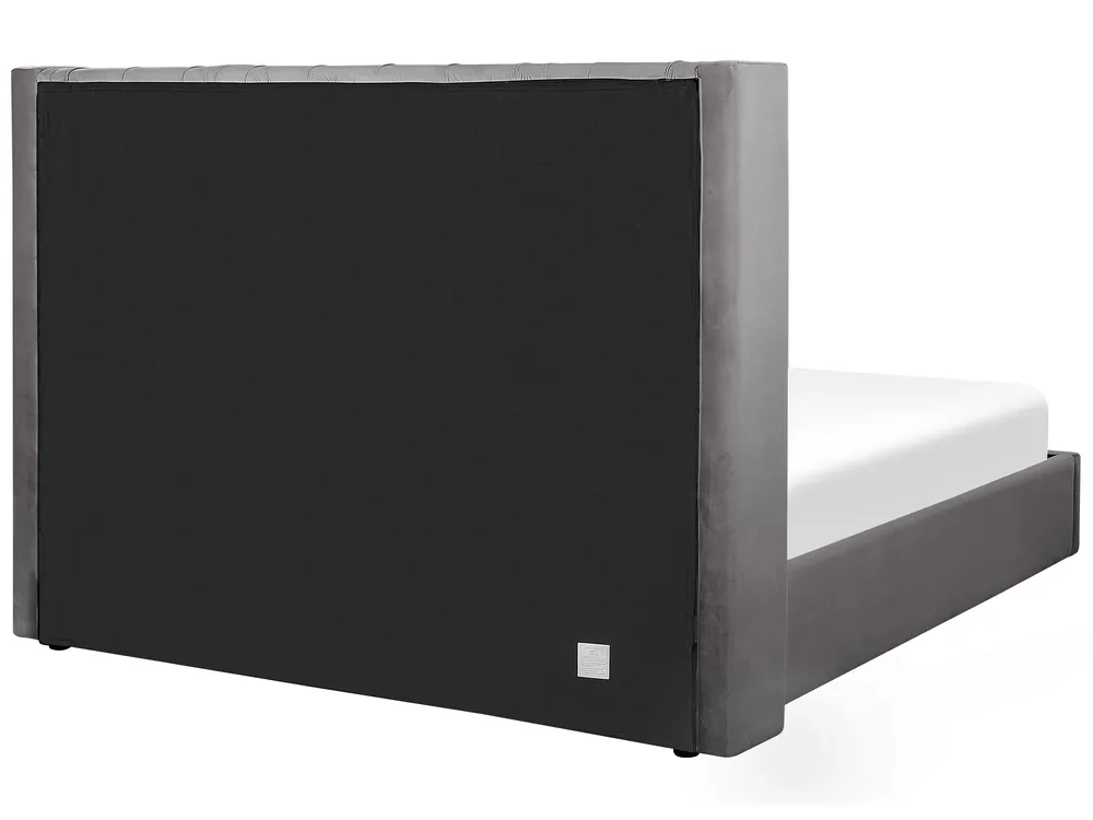Ottoman Bed LUBBON Velvet Grey 180 x 200 cm (EU Super King)_766791