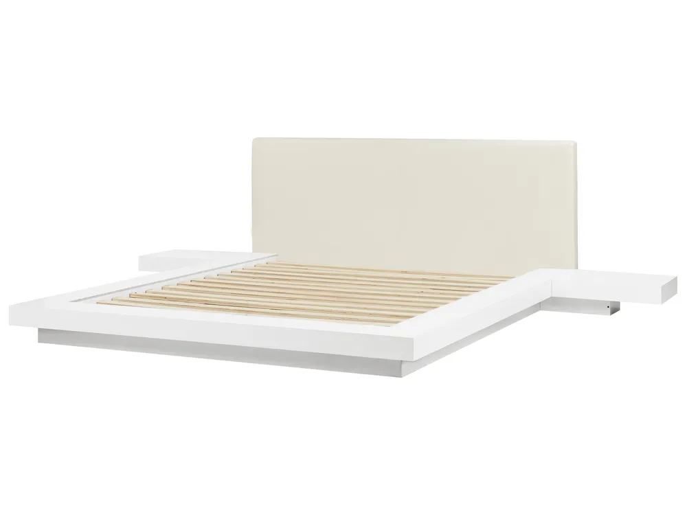 Bed with LED Faux Leather ZEN 160 x 200 cm (EU King Size) White_938350