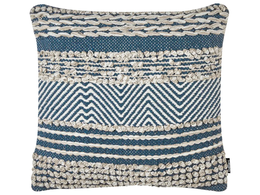 Set med 2 prydnadskuddar DEWBERRY 45 x 45 cm Bomull Blå Geometriskt tryck_816945