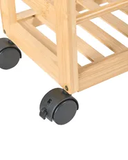 Shelving Unit QUINTAY with Wheels Bamboo Light Brown_971191