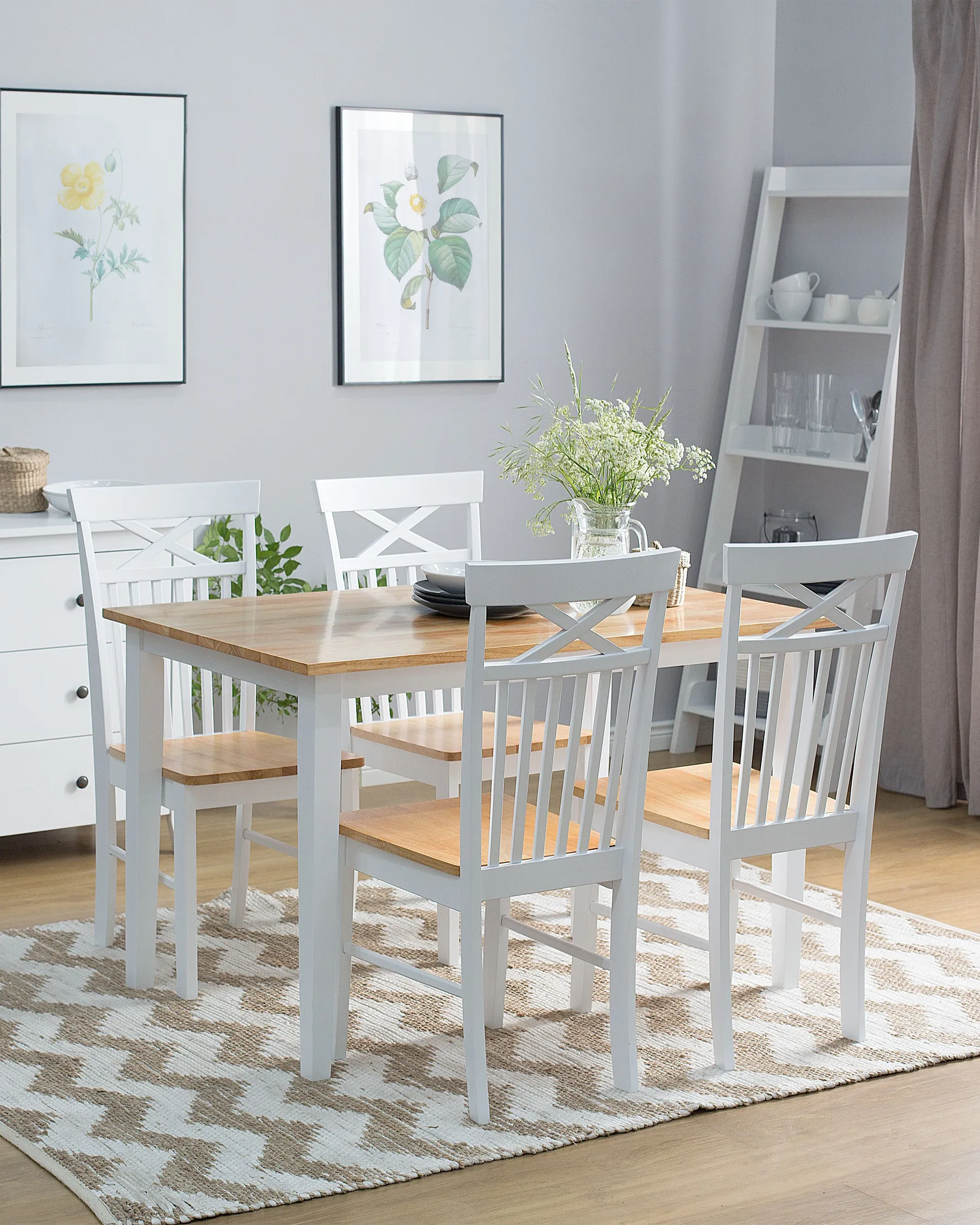 Set med 2 matstolar HOUSTON Trä Vit_696549