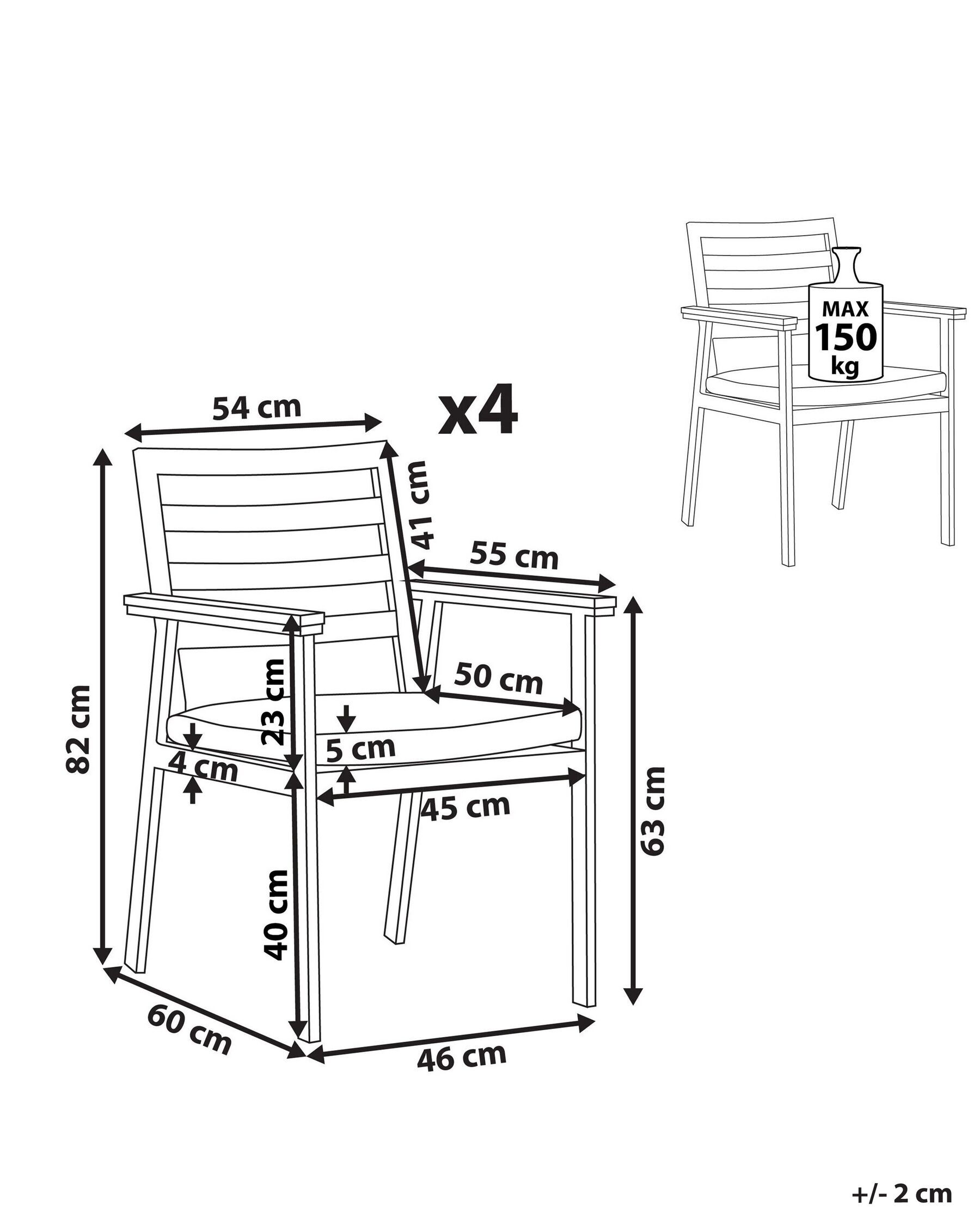 Set med 4 stolar med dynor CAVOLI Metall Beige_818180
