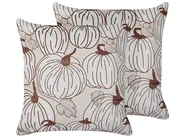 Set of 2 Decorative Cushions GOURD 45 x 45 cm Velvet Beige Plant Pattern_830186