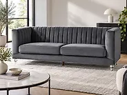 Sofa 3 Seater ARVIKA Velvet Dark Grey_1175913