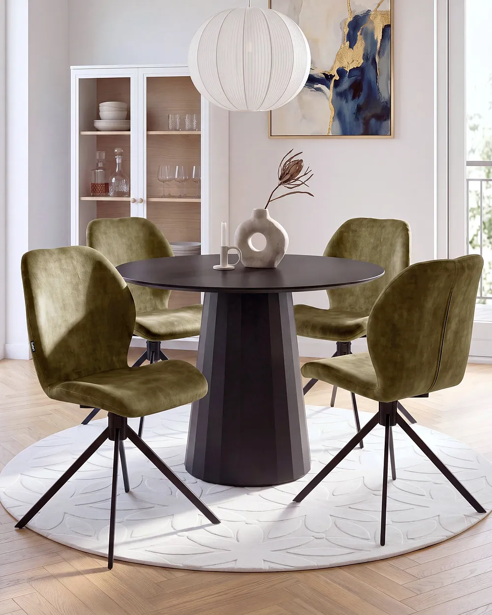 Set of 4 Dining Chairs Swivel MORRISON Velvet Green_1155989