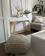 Sittpuff Makramé BERRECHID Bomull Beige_953938