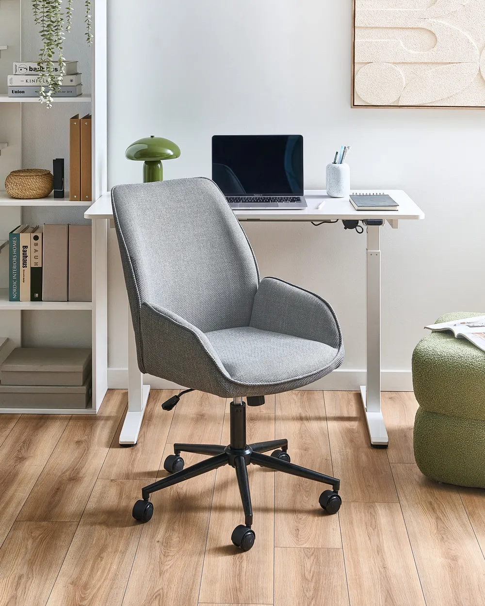 Office Chair CASTILE Faux Linen Dark Grey