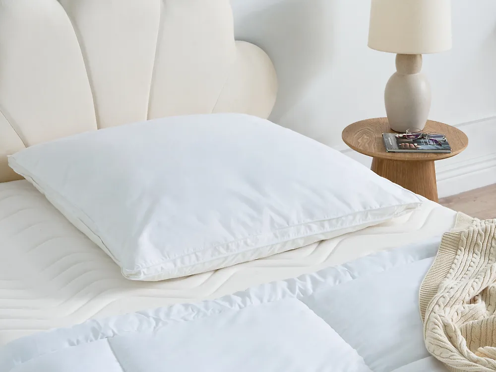 Bed Pillow VIHREN Low 80 x 80 cm Duck Feathers and Down White_1175126